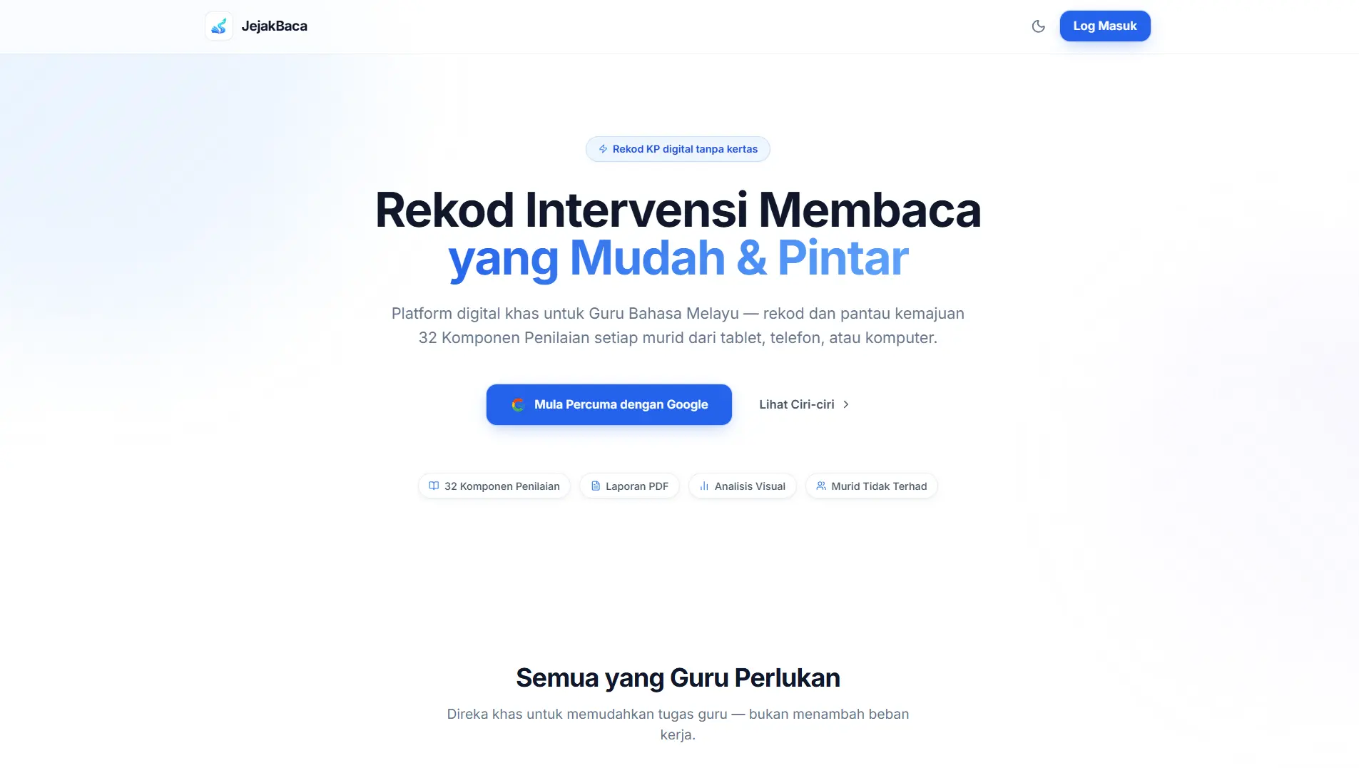 Paparan aplikasi JejakBaca BM